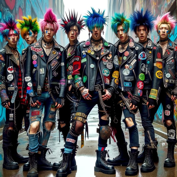 Gay Punk Group with Jinx Manhwa Gacha Style