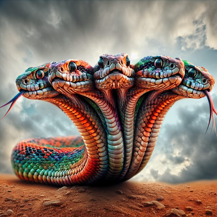 Three-Headed Snake: Enchanting Multicolored Desert Creature