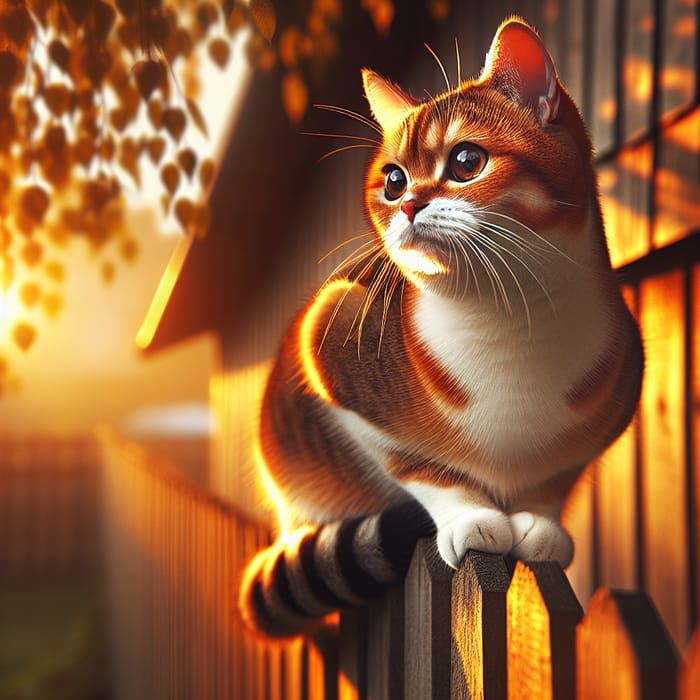 Cute Cat Posing on Fence - Perfect Backyard Moment