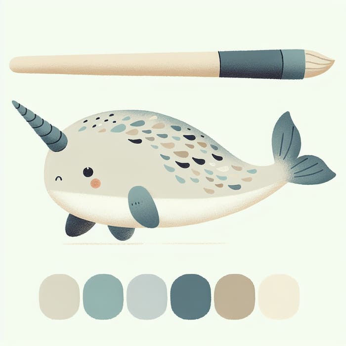 Adorable Nordic Narwhal Cartoon in Light Colors