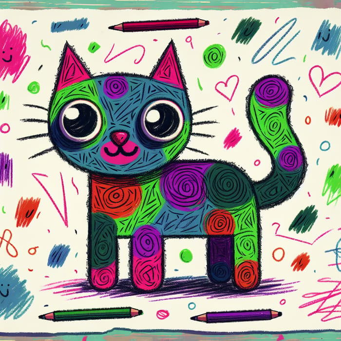 Adorable Child's Drawing of a Cat