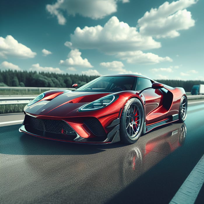 Sleek Red Sports Car | Powerful Design | Highway Drive