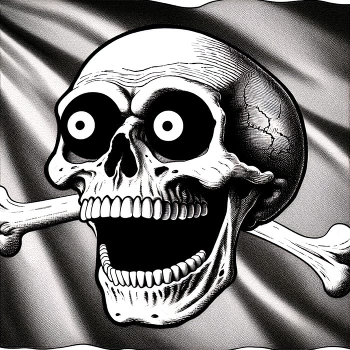 Funny Skull Pirate Flag Flying in the Wind