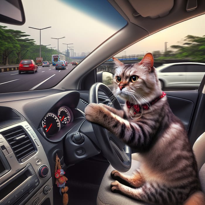 Cat Drive Car | Skilled Feline Behind the Wheel
