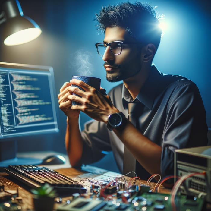 South Asian Computer Engineer Resolving Programming Issues | Coffee Break