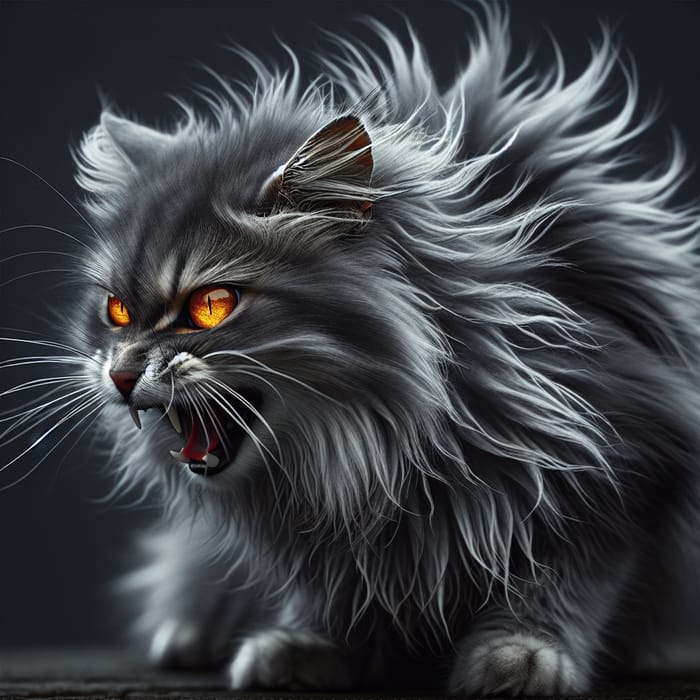 Angry Cat - Fierce Feline with Stormy Fur