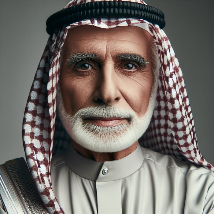 Elderly Arab Man with Distinguished Aura in Traditional Arabic Attire