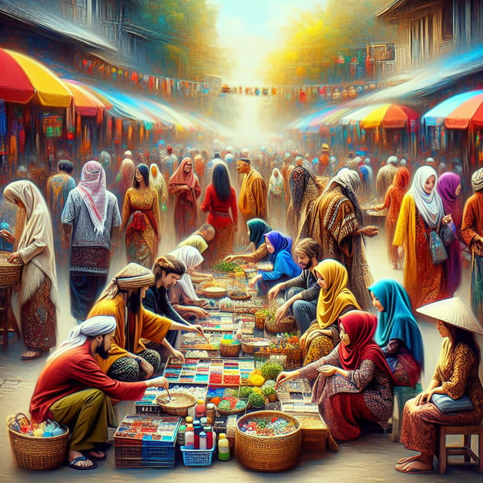 Vibrant Southeast Asia Street Market | Diverse People & Cultural Heritage