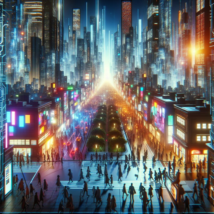 Neon Cyberpunk Cityscape - Futuristic Night Scene