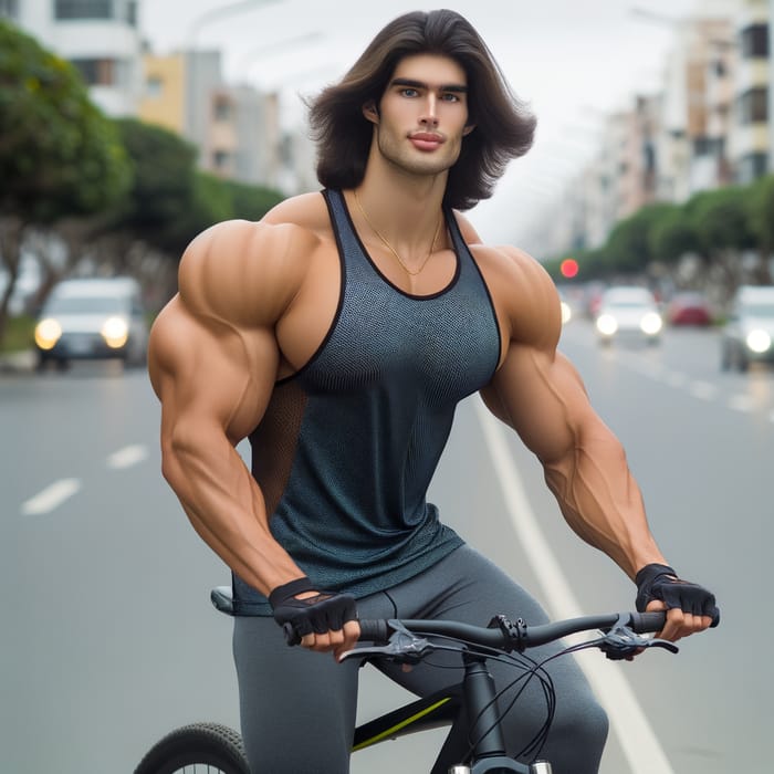 Tall Hispanic Boy Riding Modern Bicycle | Urban Street