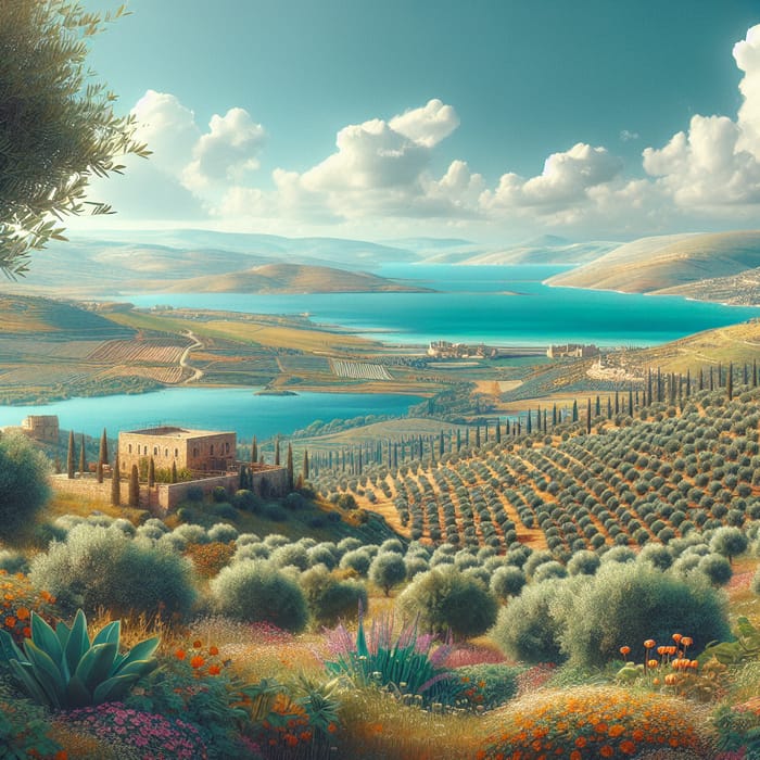 Picturesque Israel Landscape: Green Hills & Olive Trees