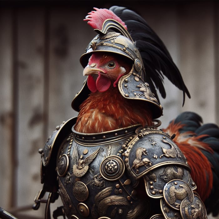 Feathered Chicken Soldier in Ornate Armor