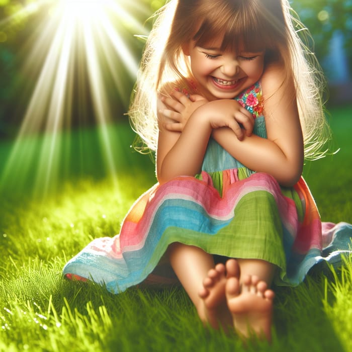 Joyful Candid Moment of a Young Girl in Vibrant Colors