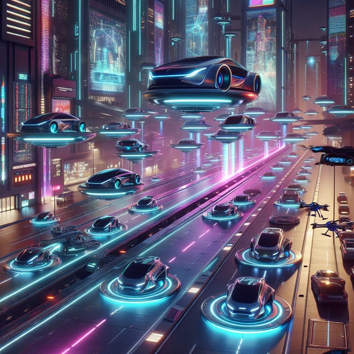 Futuristic Traffic Congestion: Metropolis Cityscape in a Technologically Advanced Future