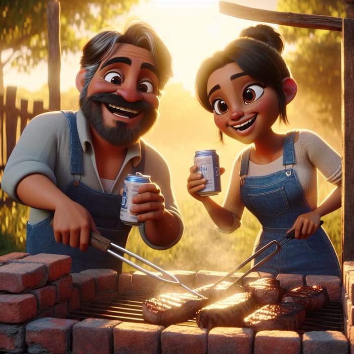 Animated Hillbillies Grilling Meat on Rustic Brick BBQ | BBQ Fun