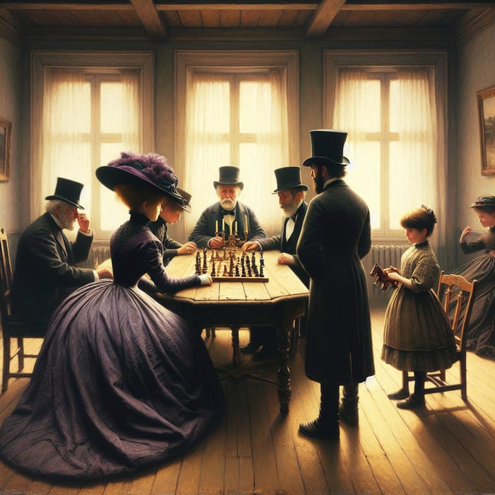 Victorian Tea Party with Aristocrats in Impressionistic Scene