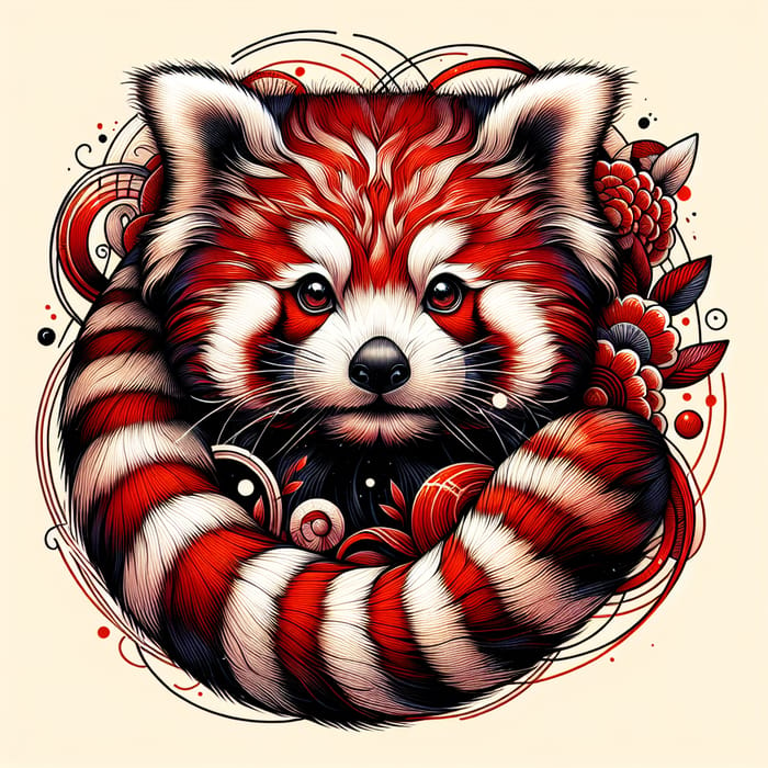 Red Panda Illustration, Non-Realistic Style