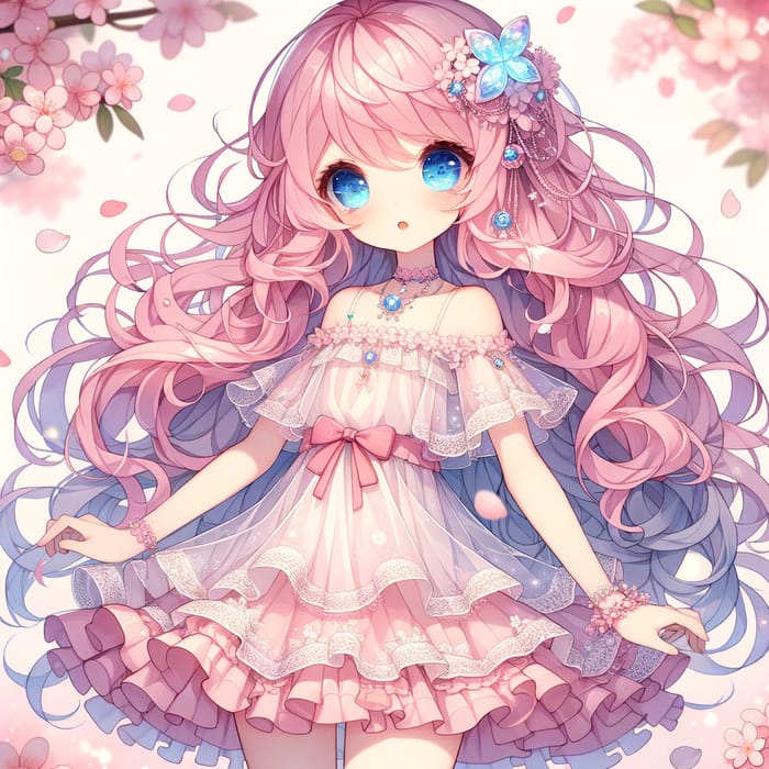 Cute Anime Girl in Enchanted Sakura Forest