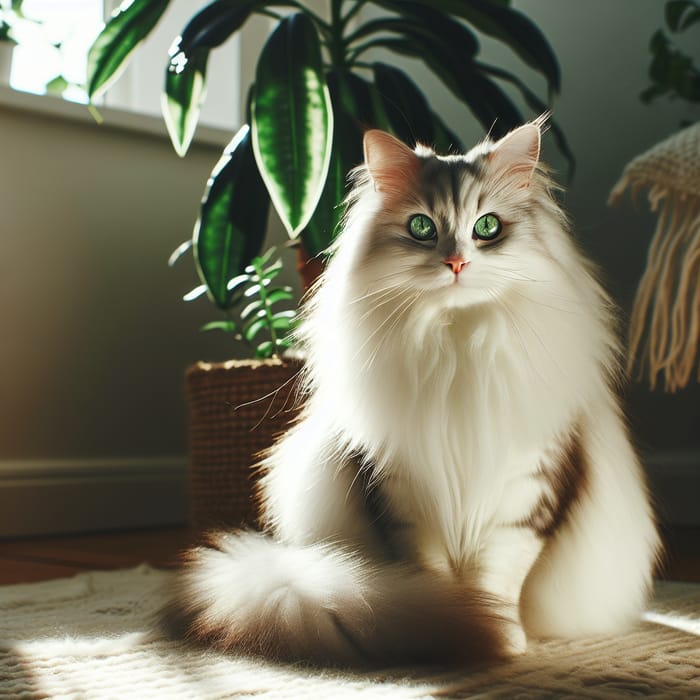 Majestic Green-Eyed Long-Haired Cat