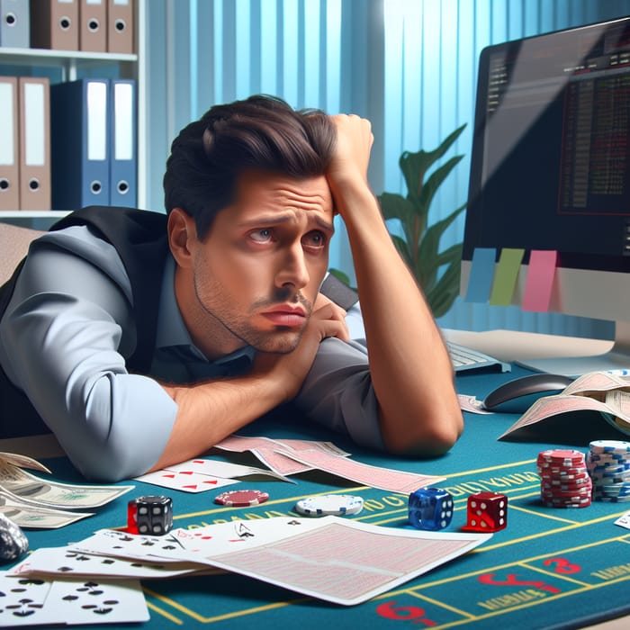 Office Worker Stressed Due to Gambling Habit