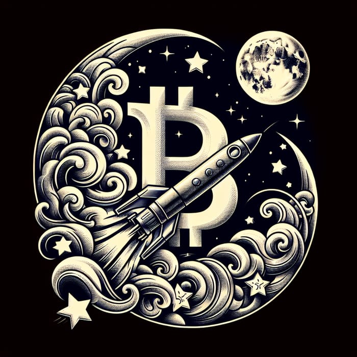 Bitcoin to the Moon Deltoid Tattoo Design