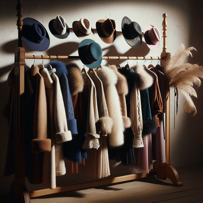 Beautiful Wooden Hat Stand with Coats and Hats