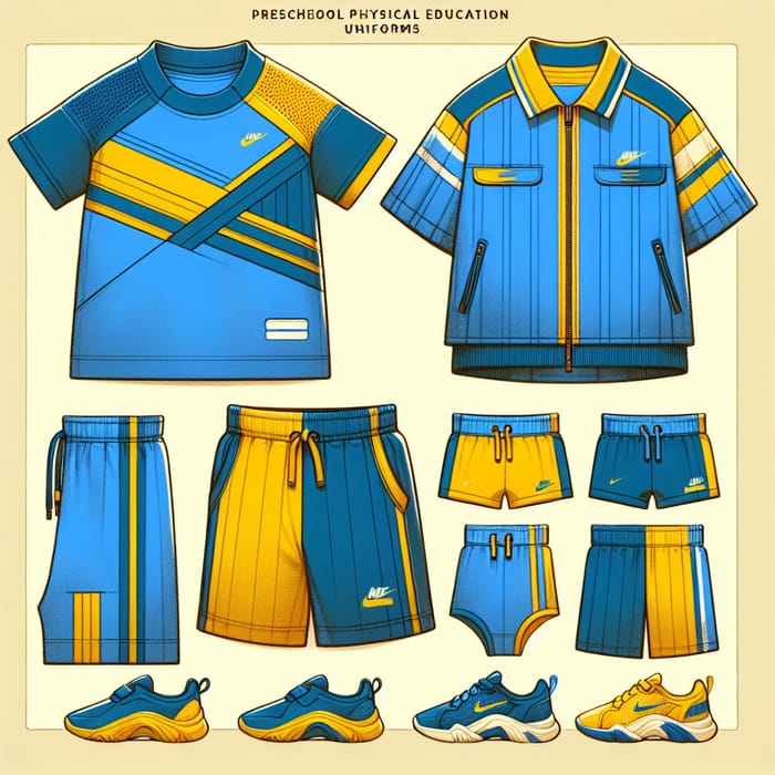 Vibrant Blue and Yellow Preschool PE Uniforms - Sporty Look