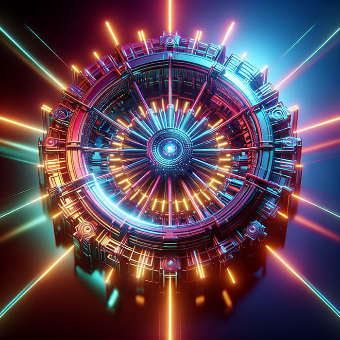 Futuristic Quantum Compass | Neon Colors, Glowing Light