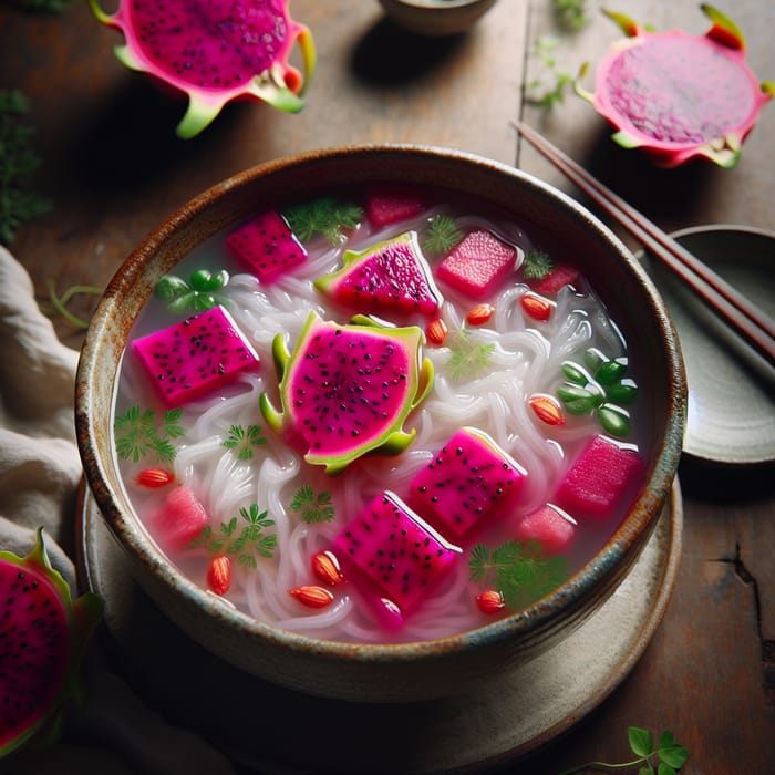 Delicious Dragon Fruit Rice Noodle Soup Recipe