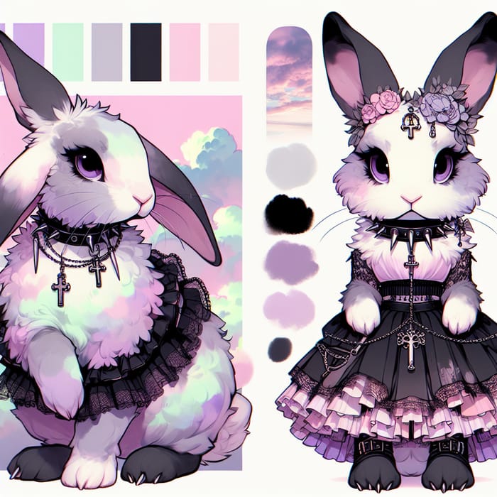 Pastel Goth Rabbit | Dark & Soft Colors Stylishly Blend