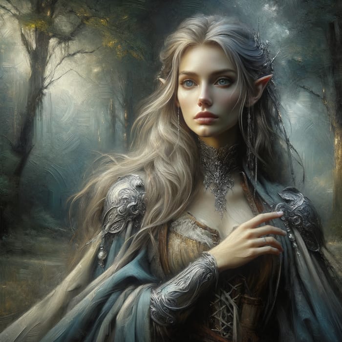 Elven Woman in Silent Forest - Legendary Fantasy Art