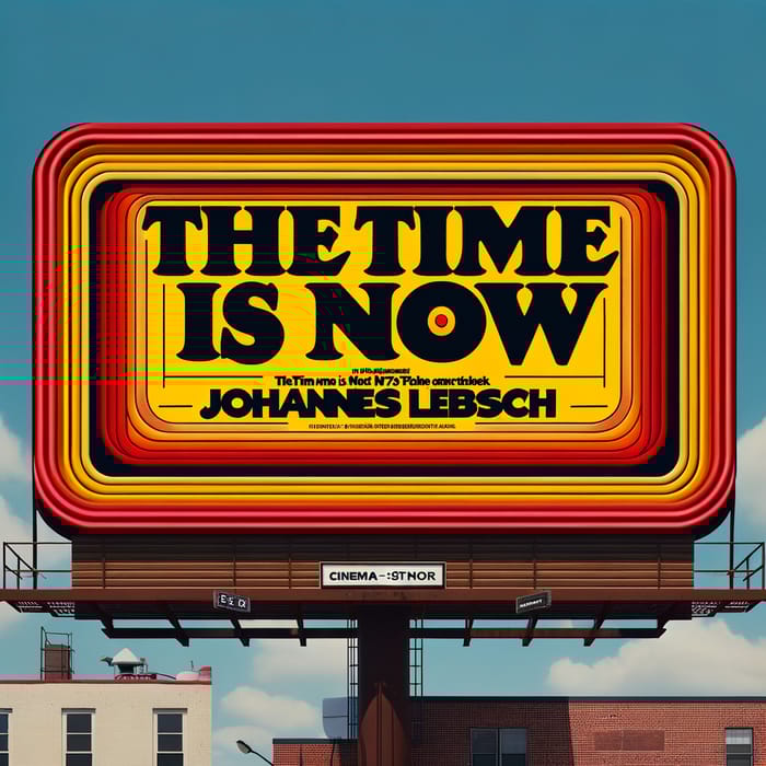 70s Retro-Style Advertising Billboard: 'The Time Is Now - Johannes Liebsch' 70s Retro-Style Advertising Billboard: 'The Time Is Now - Johannes Liebsch'