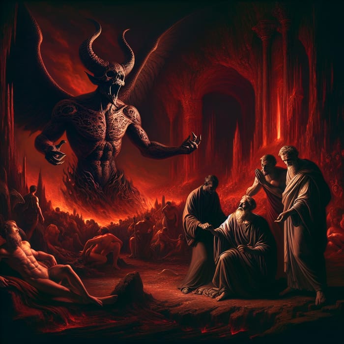 Lucifer Punishes Judas, Cassius, and Brutus in Hell