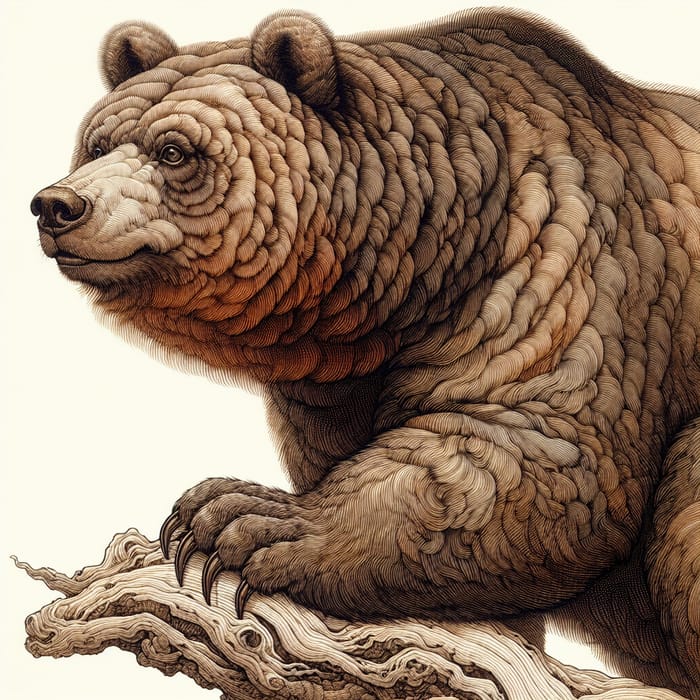 Detailed Gongbi Bear Painting