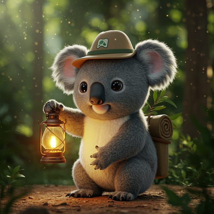 Charming Koala in a Tranquil Woodland Adventure Charming Koala in a Tranquil Woodland Adventure