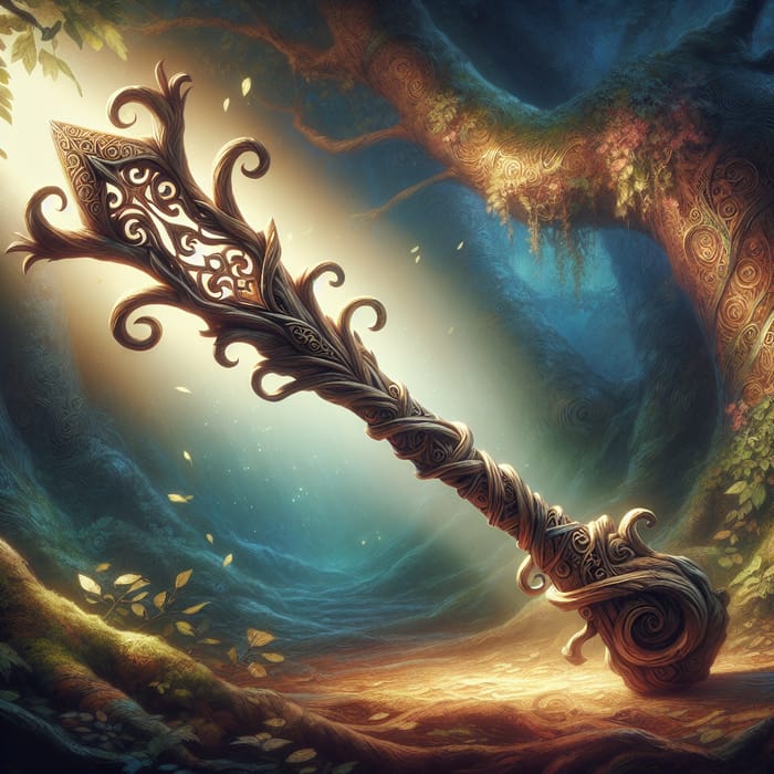 Mystical Oak Branch Fantasy Weapon | Enchanted Forest Artwork