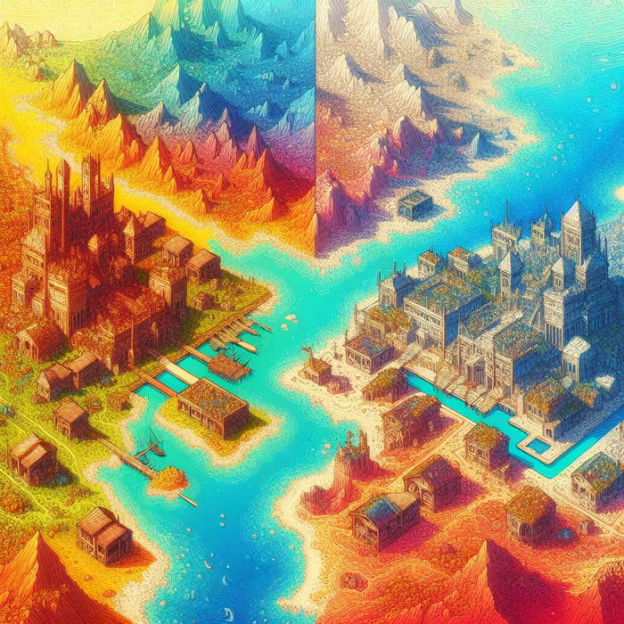 Detailed Fantasy Map Illustration of Solstice & Valor Kingdoms