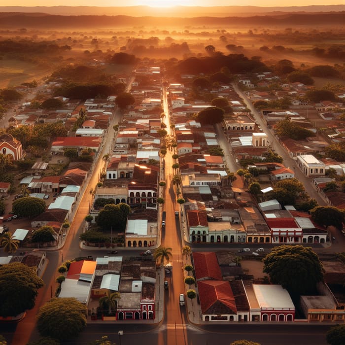 Nicolas Romero Town | Aerial View at Sunset Over Unique Businesses