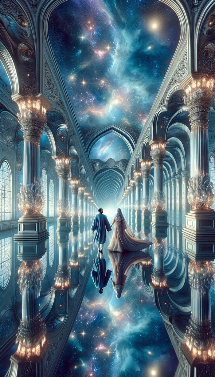 Moonlit Hall of Mirrors: A Dreamy Stroll