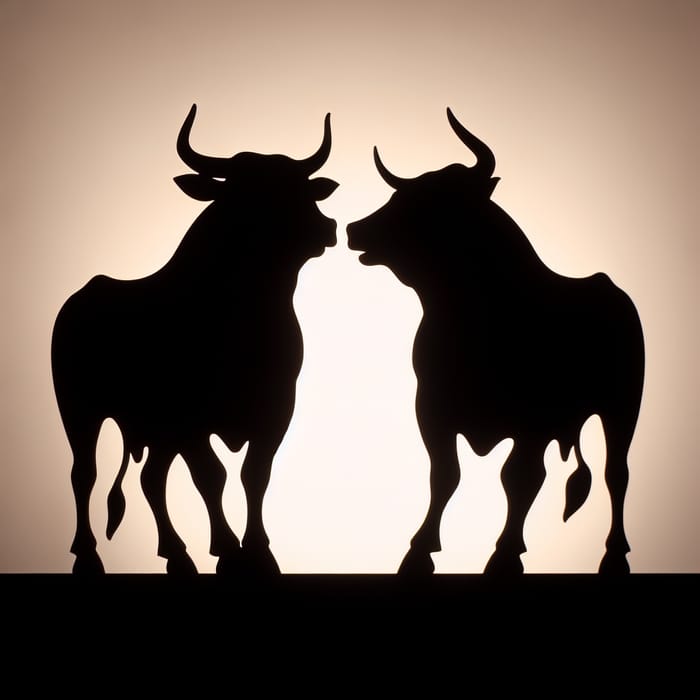 Detailed Silhouette of Two Bull Characters