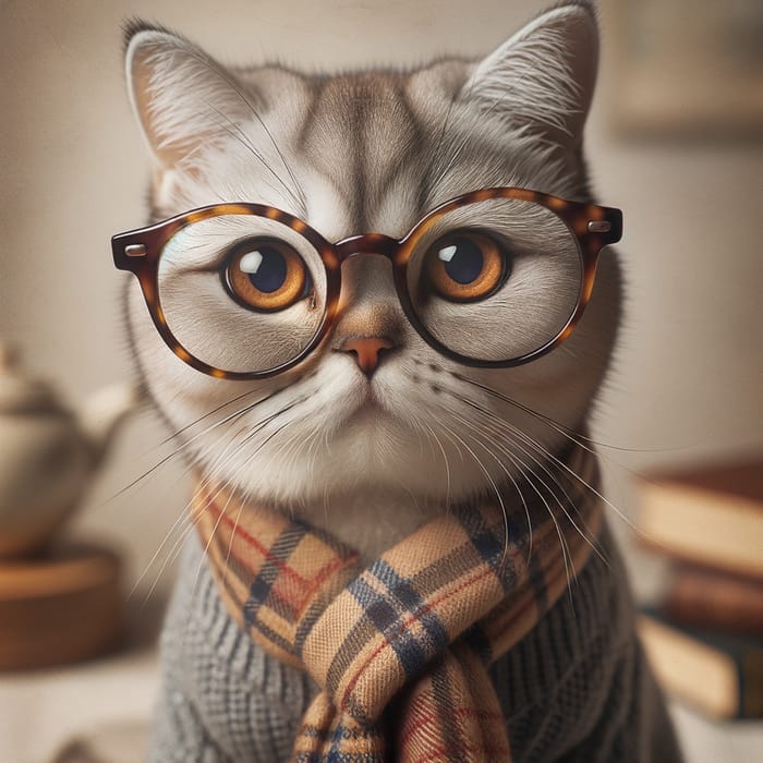 Glasses-Wearing Cat - Adorable Feline in Eyewear