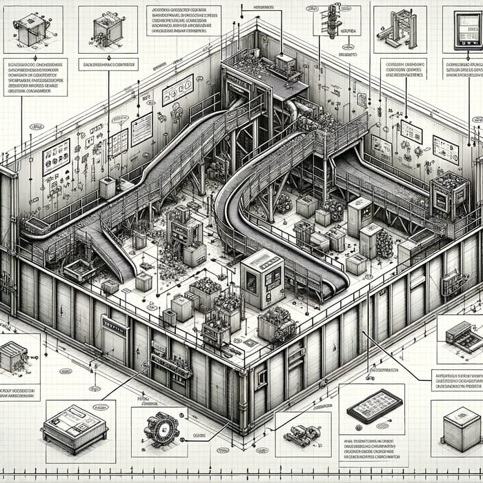 Detailed Sketch of Automated Waste Sorting System: Design & Placement Guide