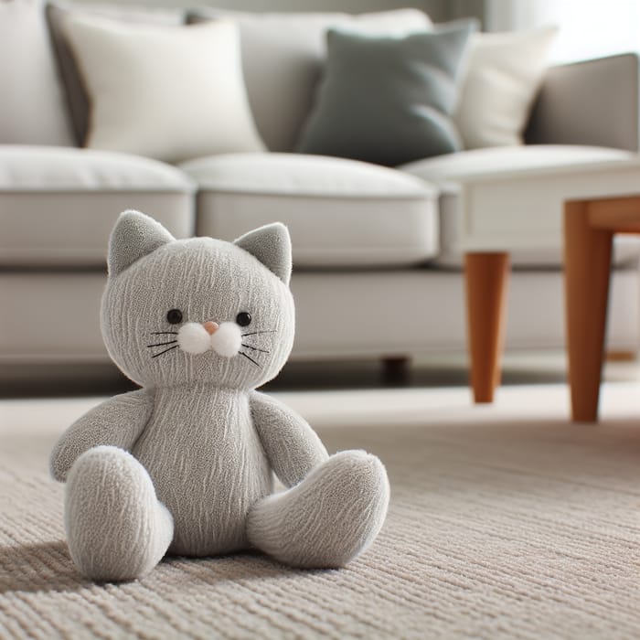 Plush Gray Kitten Soft Cotton Fabric Cozy Living Room Plush Gray Kitten Soft Cotton Fabric Cozy Living Room