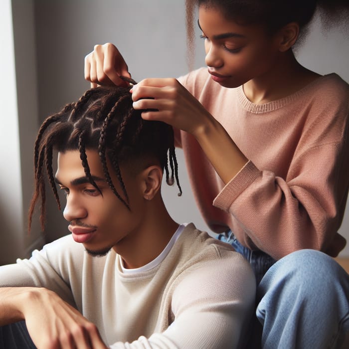 Black Couple Braiding - Stylish Hair Moments