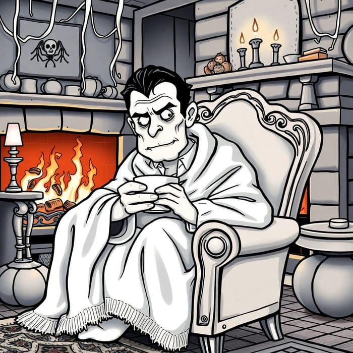 Cozy Vampire Coloring Page for Relaxation