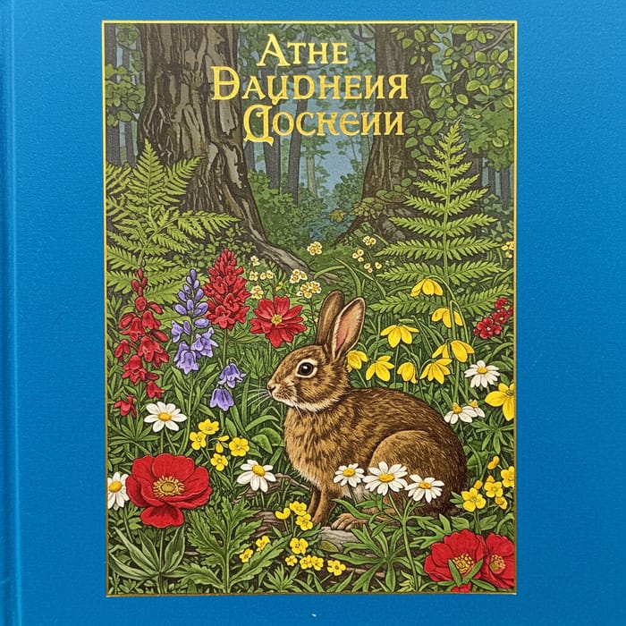 Hardcover Book Cover Design with Rabbit and Flowers Hardcover Book Cover Design with Rabbit and Flowers