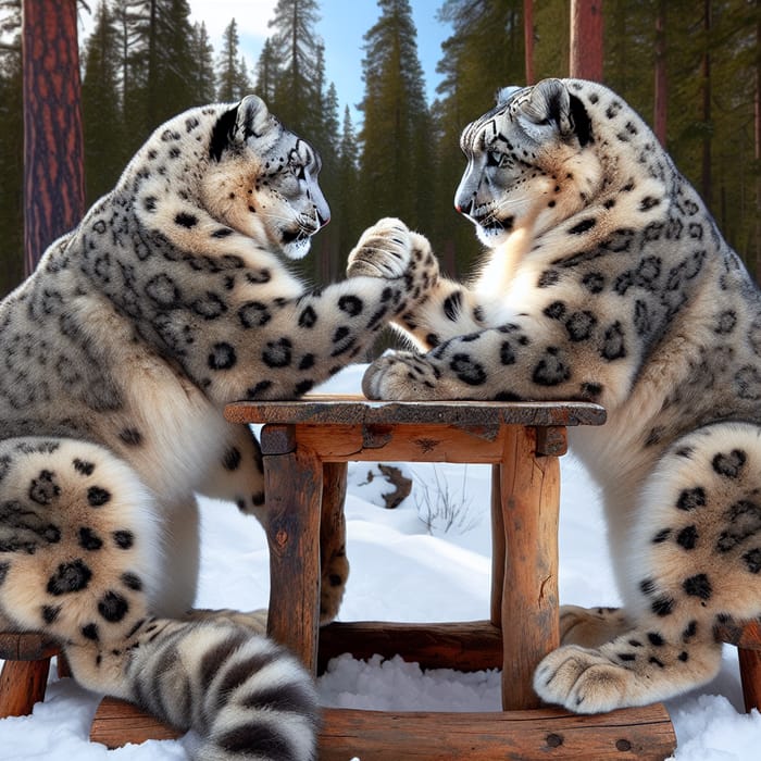 Snow Leopards Arm Wrestling | Playful Strength Display