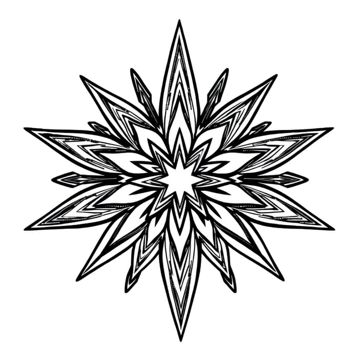 Black and White Christmas Star Coloring Art