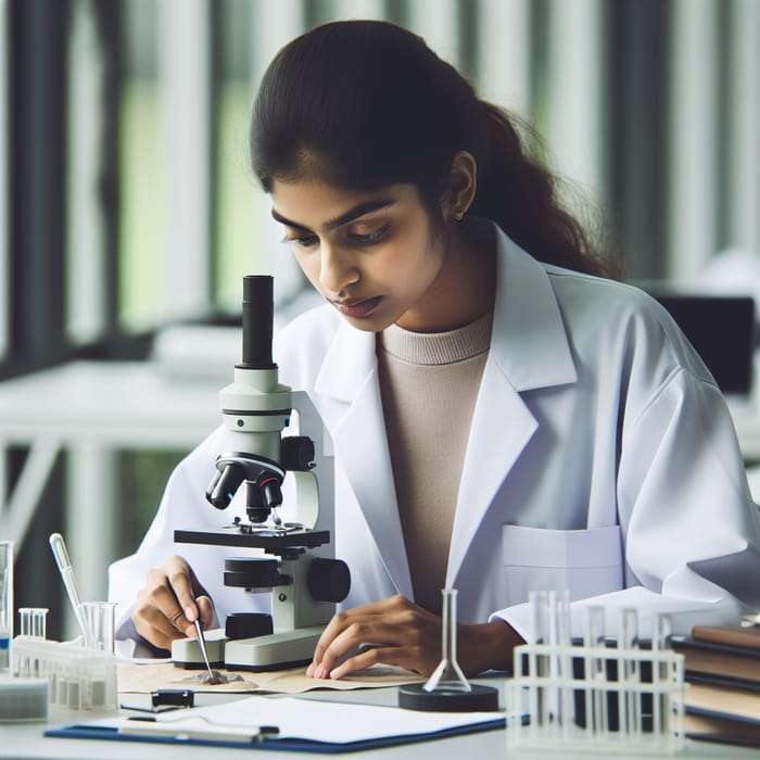 South Asian Female Scientist in a Modern Lab