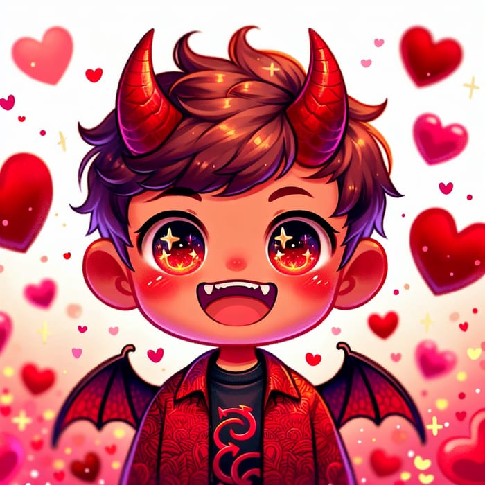 Cute Male Devil Hearts - Enchanting Scene